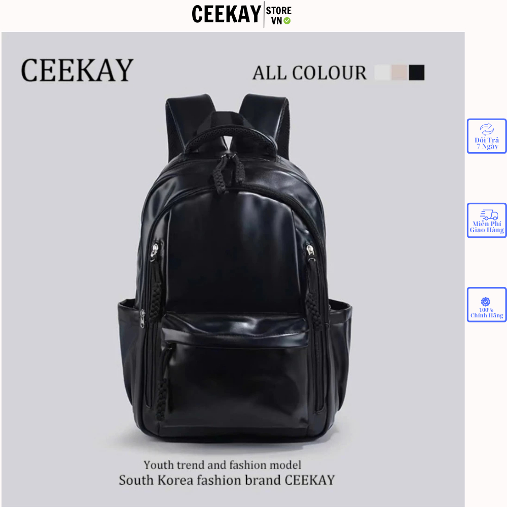 𝑪𝑬𝑬𝑲𝑨𝒀 𝑩𝑨𝑮 Balo Ceekay Chính Hãng Chất Da Bóng Chống Nước From Rộng - Balo Nam Nữ Ceekay Chất Da Cao
