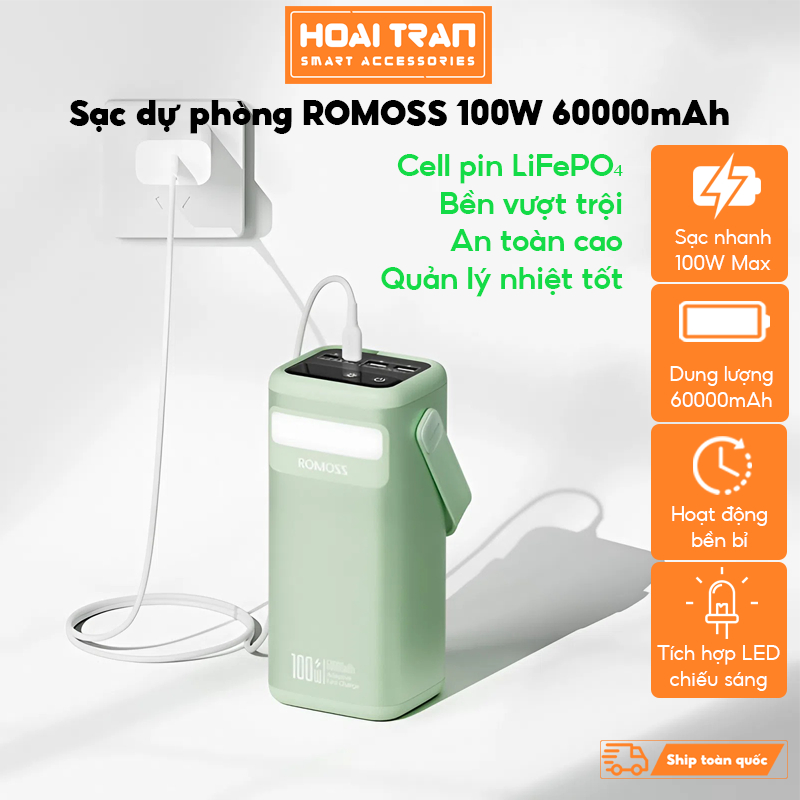 Trạm sạc mini - Sạc dự phòng ROMOSS PMT60 – 60.000mAh | 100W sạc nhanh 2 chiều