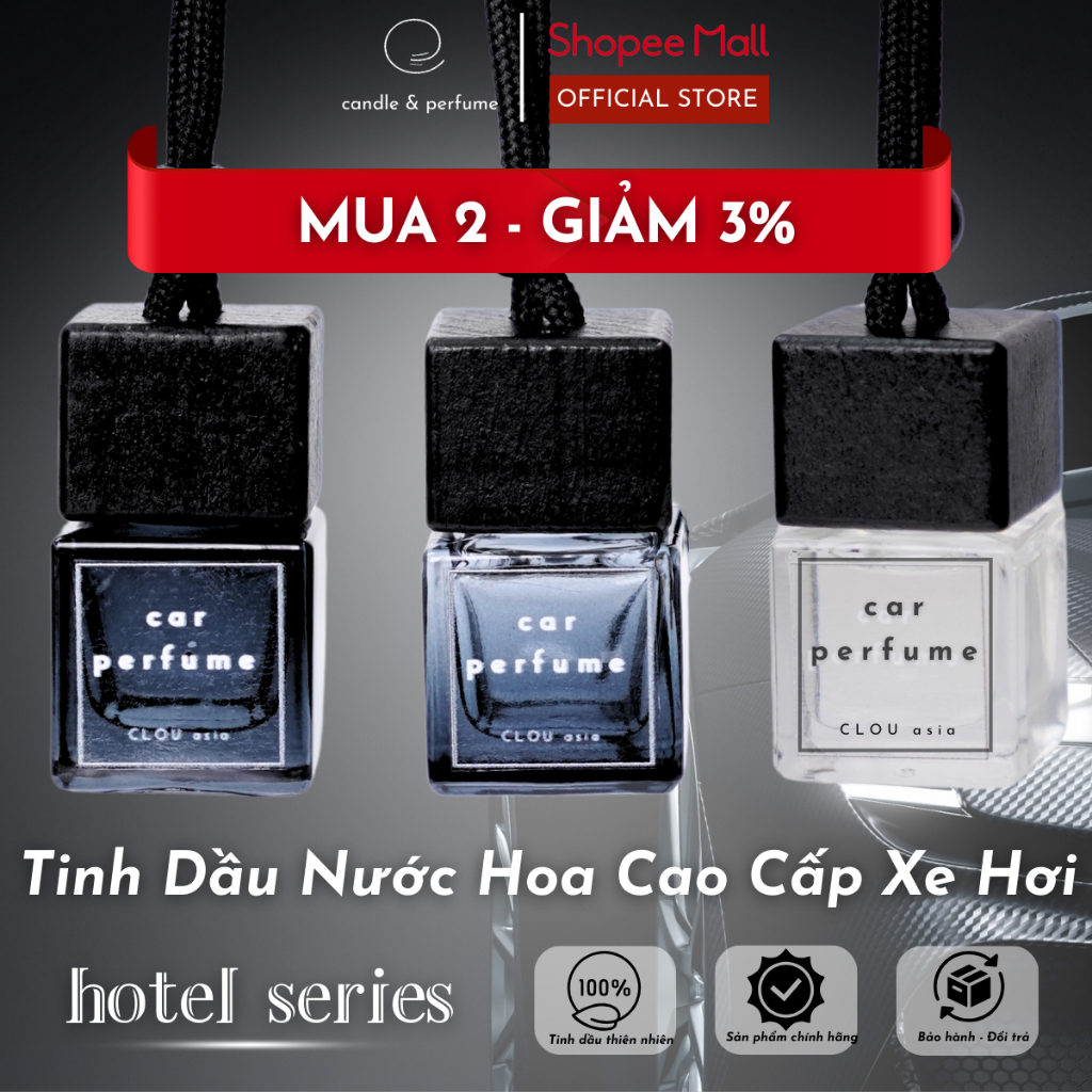 Tinh Dầu Nước Hoa Treo Ô Tô Cao Cấp Mùi Hương Khách Sạn Hilton, Sheraton, Marriott | CLOU asia