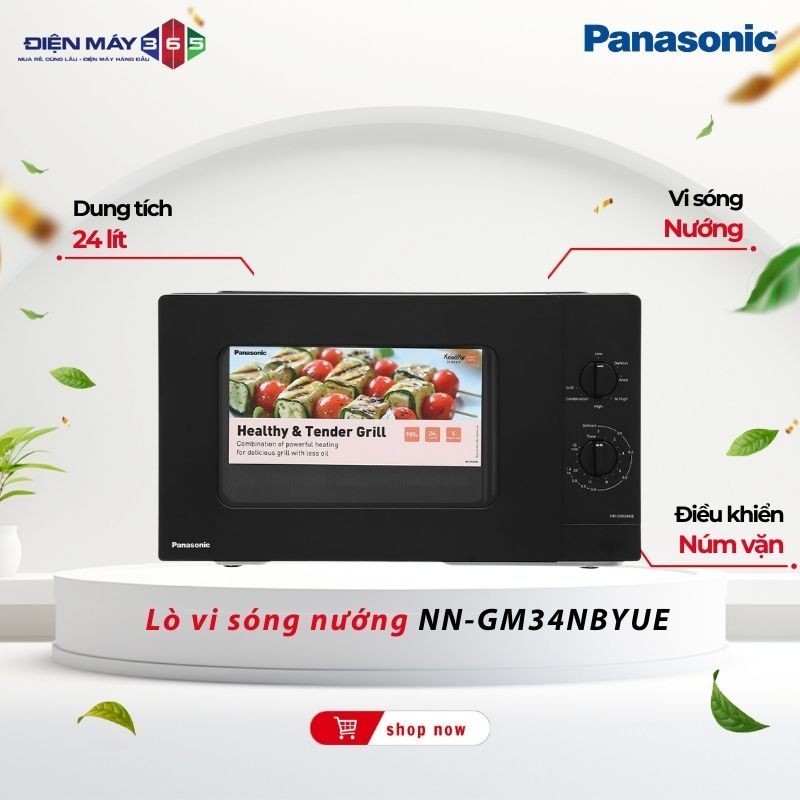 Panasonic NN-GM34NBYUE – Lò Vi Sóng Cơ Kết Hợp Nướng 24L