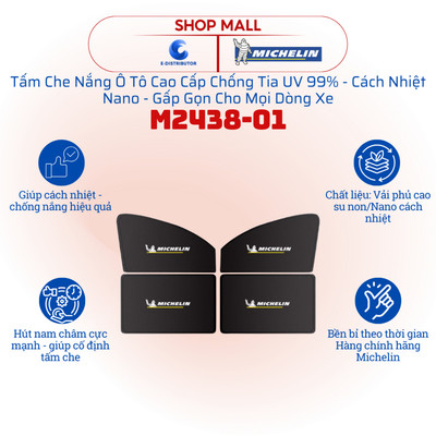 [HỎA TỐC] Tấm che nắng ô tô chống tia UV Michelin M2438-01 - Cách nhiệt - Có thể gấp gọn
