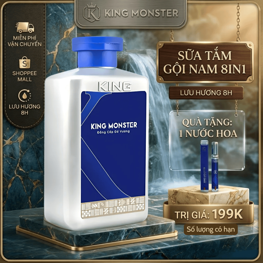 Sữa tắm gội nam King Monster hương nước hoa cao cấp 350ml