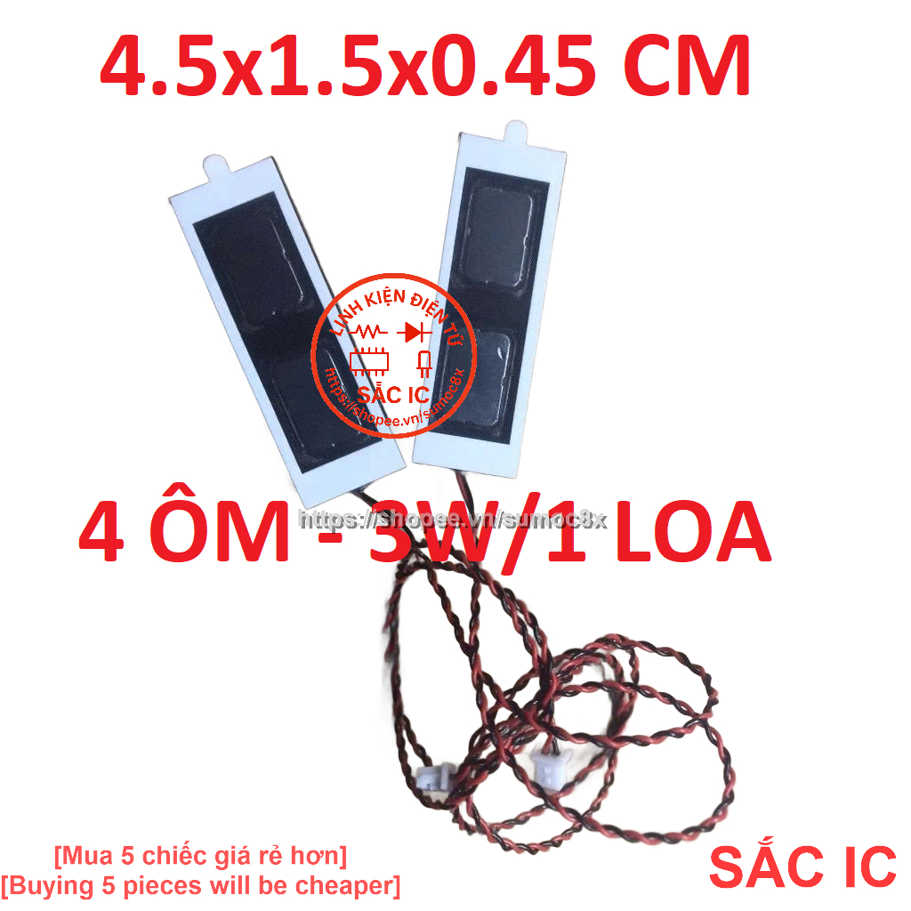 [Âm thanh to+hay] Loa kép chế loa Laptop âm thanh to hay - 6W/cặp - Kích thước DÀI 45MM - RỘNG 15MM - CAO 4.5MM