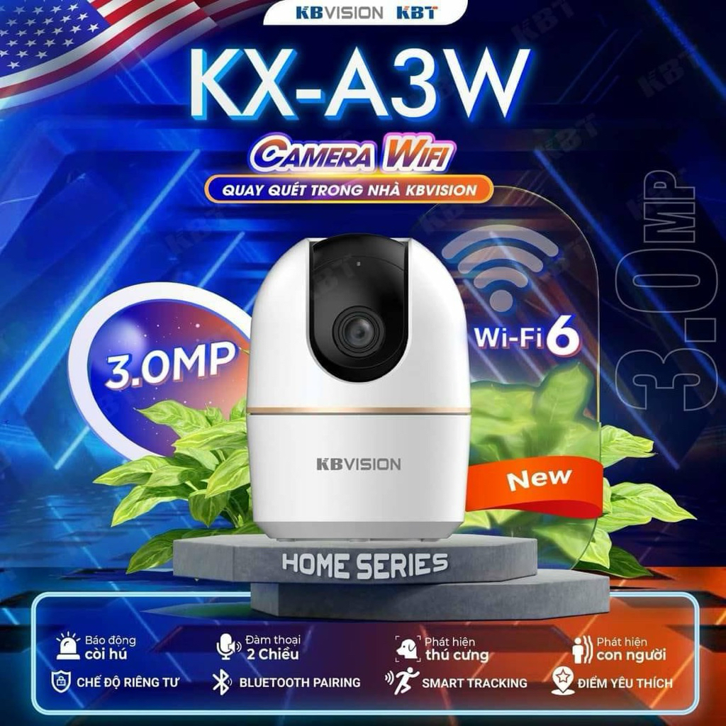 Camera Wifi Không Dây KX-A3W – KBVISION Chính Hãng , Xoay 360° , Hỗ trợ AI phát hiện người - PLC Tel
