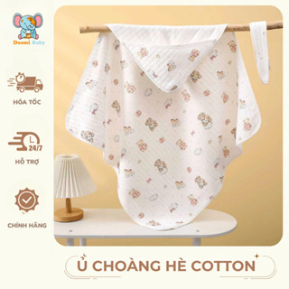 Khăn Quấn Thu Hè Cho Bé Sơ Sinh Có Mũ 4 Lớp , Ủ Kén Cho Bé mềm mại thoáng khí 85x85cm - HT608