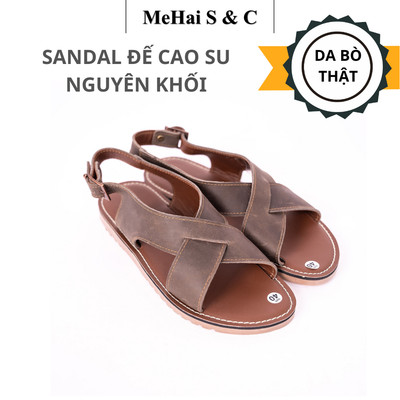MH05 - Dép Sandal Nam Nữ Unisex Da Bò Cao Cấp Đế Đúc Cao Su Nguyên Khối thương hiệu MEHAI