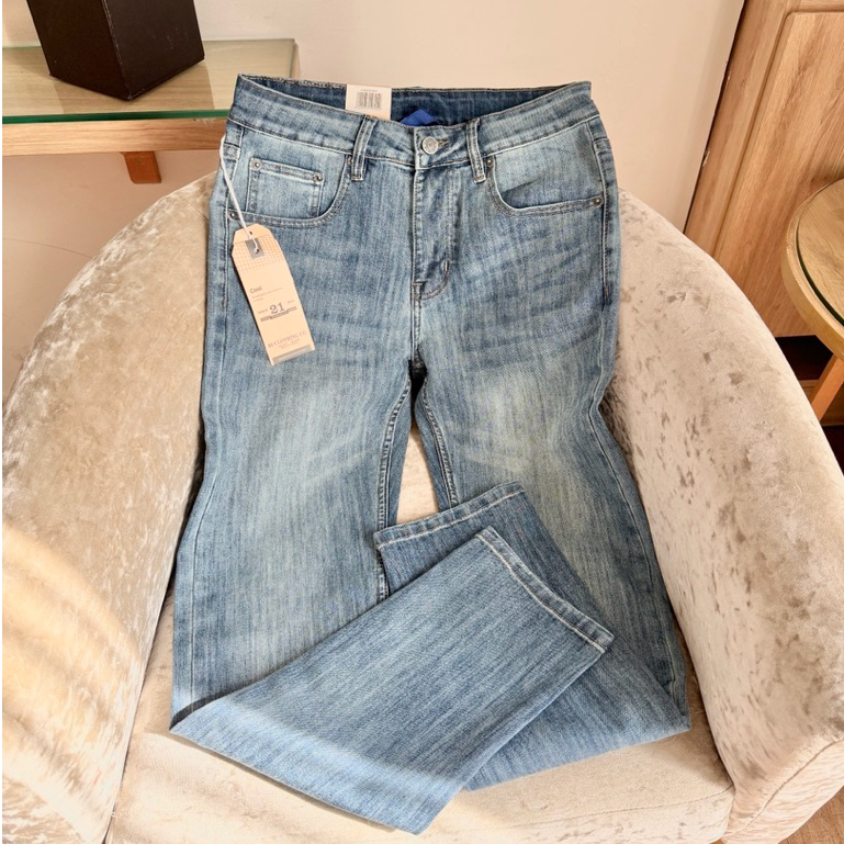 81 BOUTIQUE - Quần Jean Nam Ống Đứng Xanh Bạc Xước A24, Quần Jeans Denim Mềm Co Giãn Form Đẹp