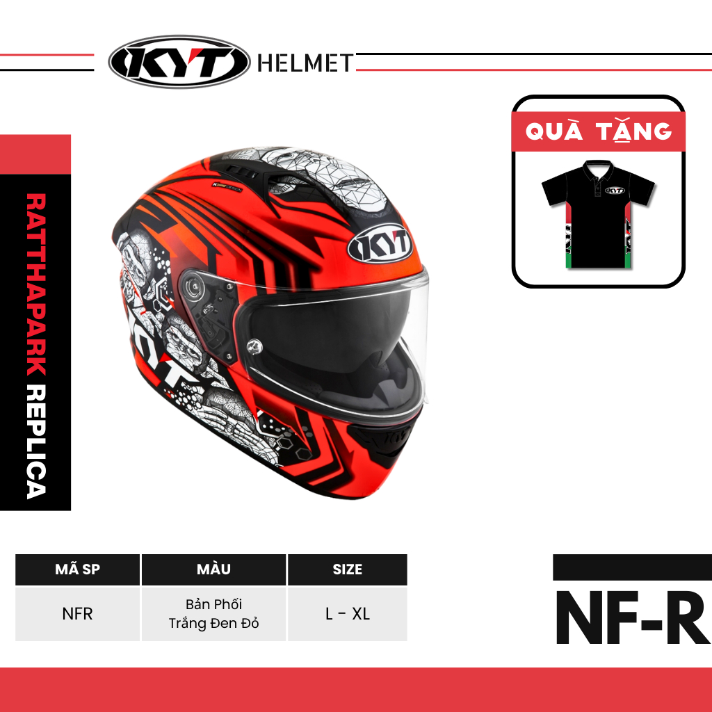 KYT - Mũ Bảo Hiểm Fullface - NFR RATTHAPARK REPLICA - Thoáng Khí, Đảm Bảo An Toàn Khi Di Chuyển
