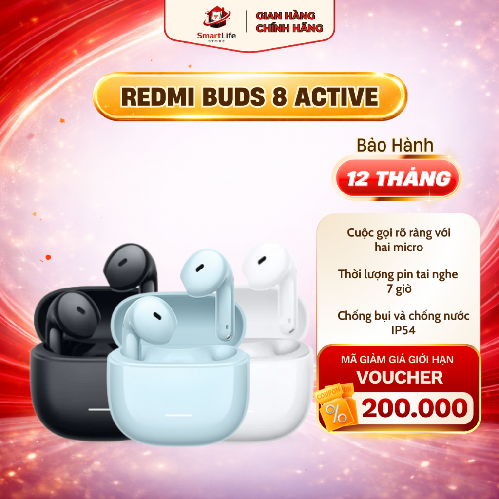 Tai nghe Bluetooth Redmi Buds 8 Active pin nghe được 7 giờ hàng Quốc Tế chính hãng
