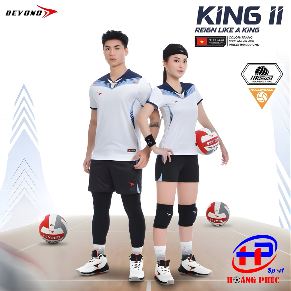 Bộ bóng chuyền Beyono King II nam nữ cao cấp thun mè co giãn thoáng khí, đồ bóng chuyền thi đấu tập 