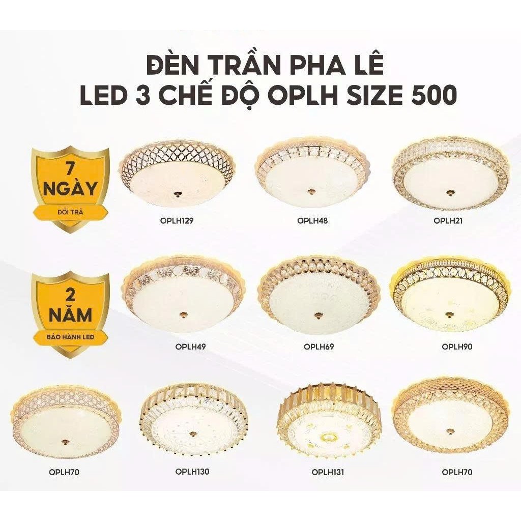 Ốp Trần Pha Lê OPLH 355 Decor Lighting Led 3 Chế Độ Trang Trí Phòng Khách