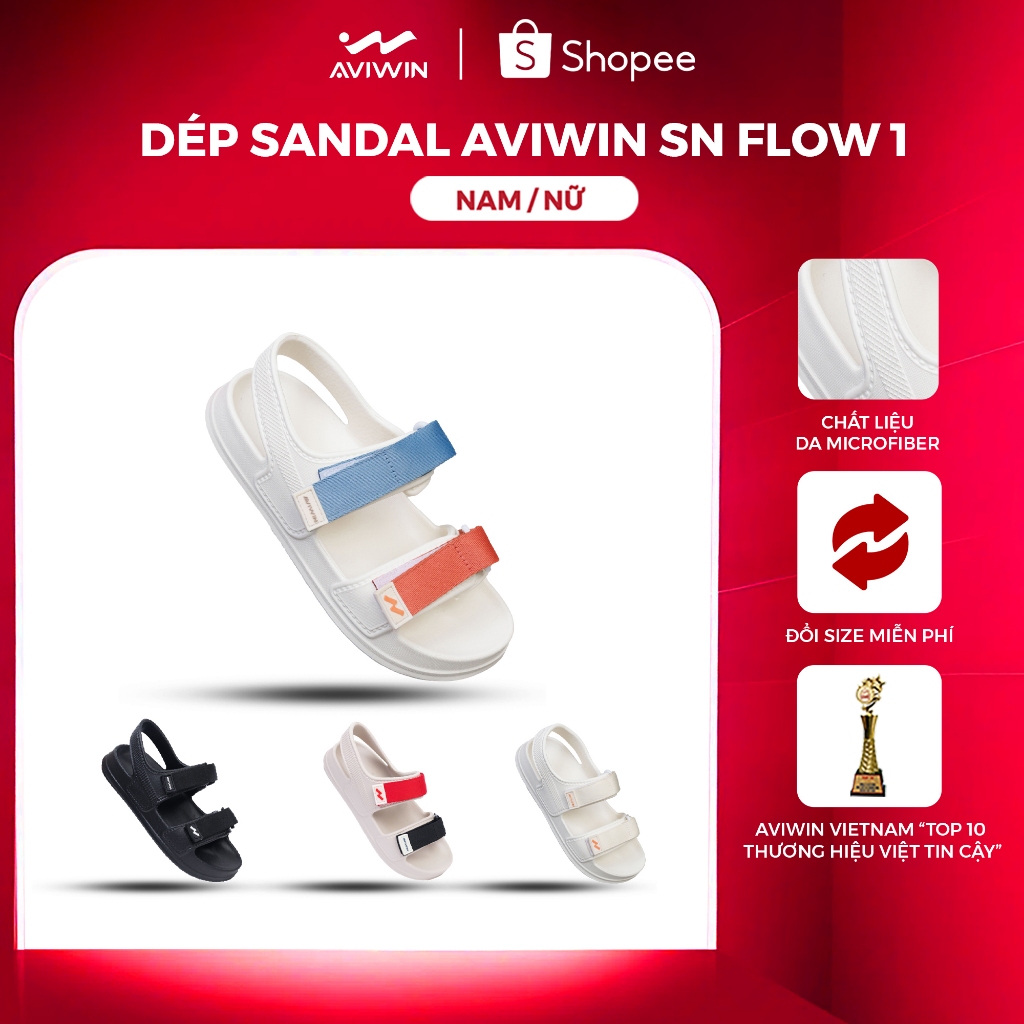 [S001] Dép Sandal Unisex AVIWIN SN Flow 1 S001, Dép Quai Dù Chất EVA Siêu Nhẹ, Chống Trơn Trượt 3cm