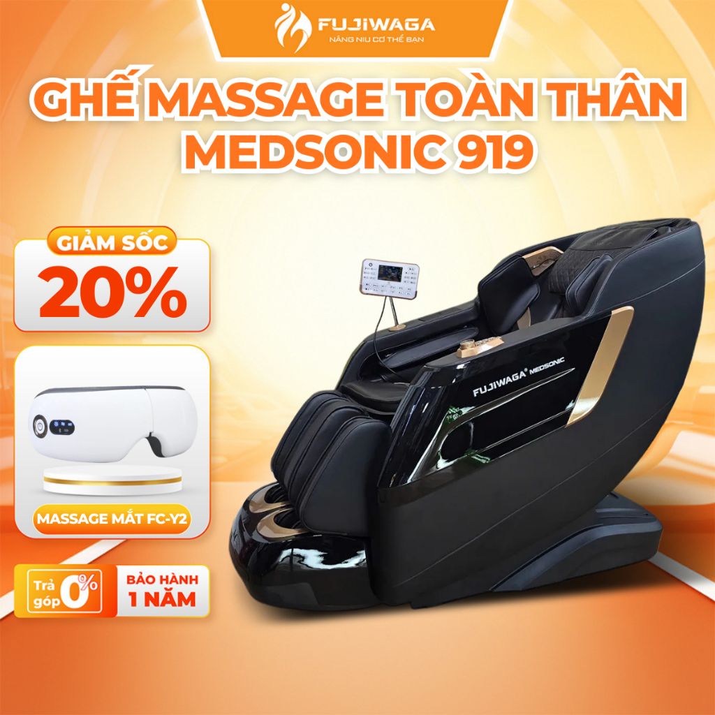Ghế massage Fujiwaga Medsonic 919 công nghệ sóng rung sonic wave nhiệt hồng ngoại, Bluetooth