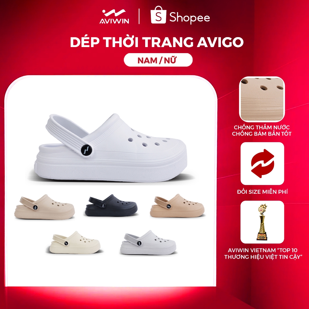 [AVG001] [ĐẶT TĂNG LÊN 1 SIZE] Dép Sục Nam, Nữ AVIWIN AVIGO-001, Chất EVA Siêu Nhẹ, Chống Trơn Trượt
