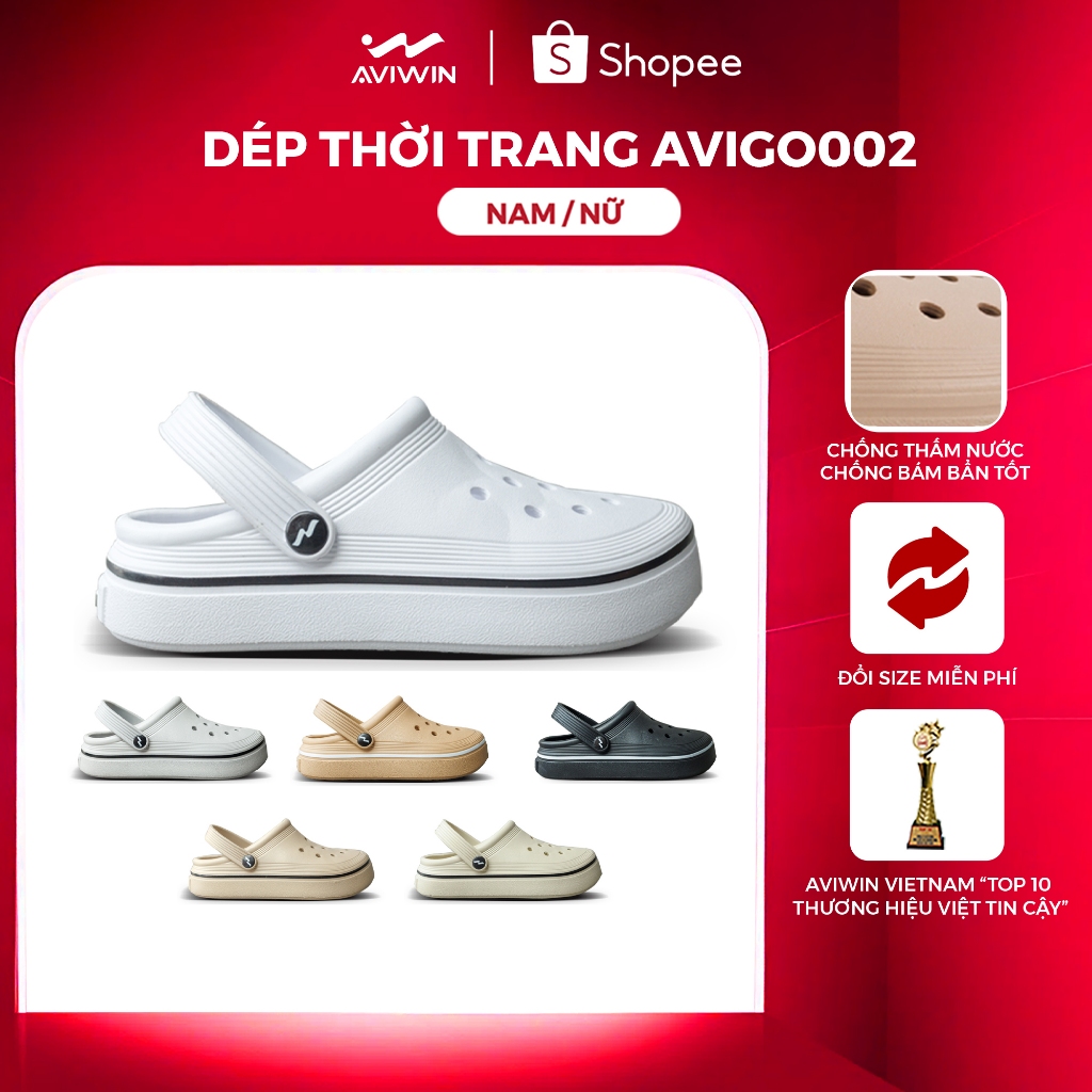 [AVG002] Dép Sục Nam, Nữ AVIWIN AVIGO-002 Kẻ Ngang, Chất EVA Siêu Nhẹ, Chống Trơn Trượt