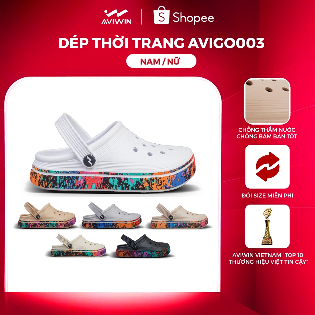 [AVG003] Dép Sục Nam, Nữ AVIWIN AVIGO-003 Graffiti, Chất EVA Siêu Nhẹ, Chống Trơn Trượt Đế 3cm
