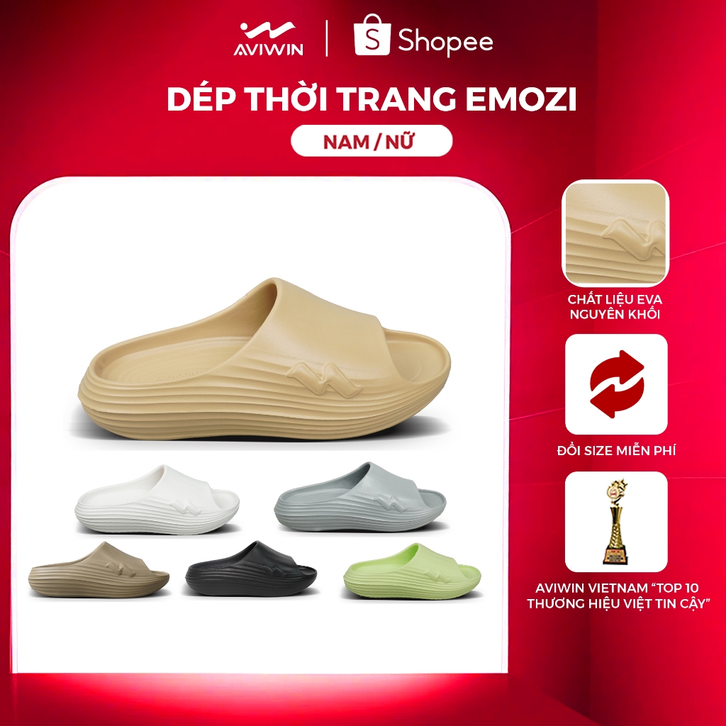 [EMOZI] AVIWIN Dép Bánh Mì Nam Nữ Emozi Đúc EVA Nguyên Khối, Chống Trơn, Nhẹ, Êm, Thời Trang