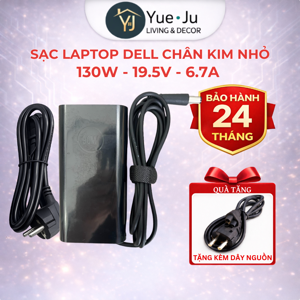 Sạc laptop Dell chân kim nhỏ sạc thường công suất 130w sạc chân kim nhỏ 130w bảo hành 24 tháng