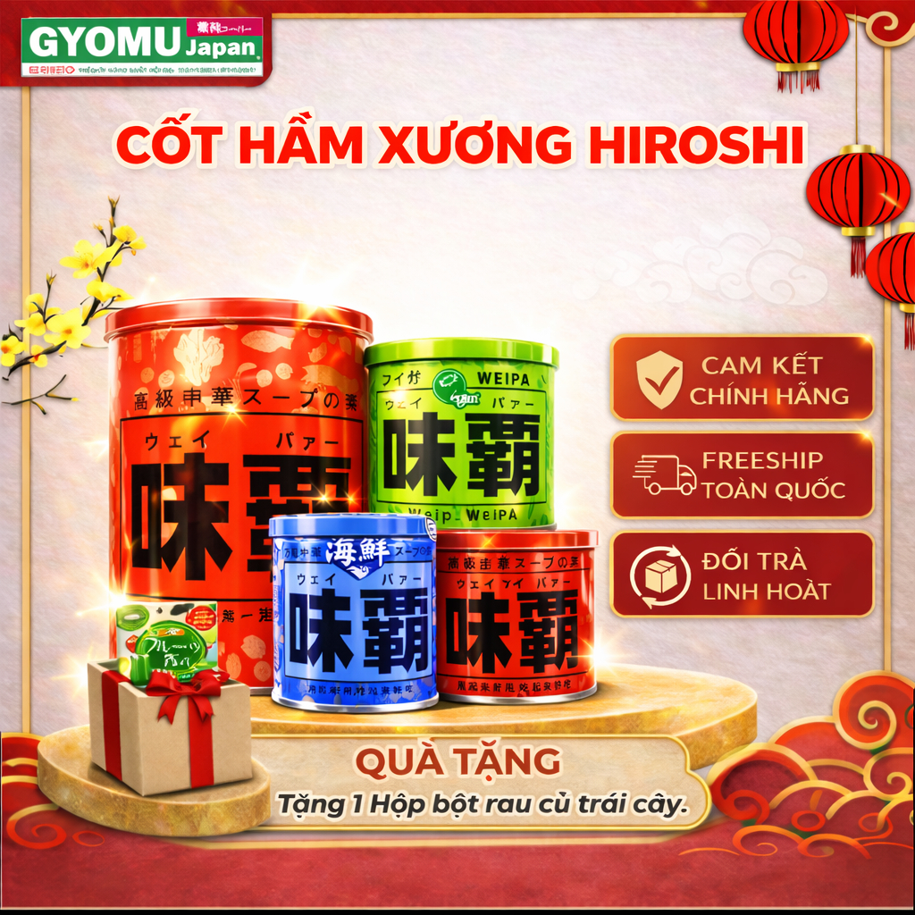 (TẶNG 1 BỘT RAU CỦ YUWA - ĐƠN HIROSHI HẢI SẢN - 1 QUÀ/ 1 ĐƠN HÀNG) Cốt hầm xương HIROSHI Nhật Bản- G