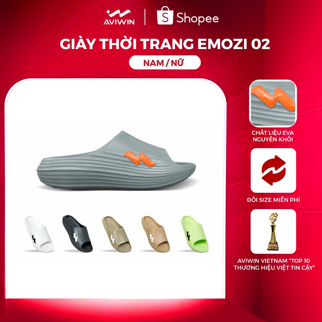 [EMOZI02] AVIWIN Dép Bánh Mì Nam Nữ Emozi 02 Đúc EVA Nguyên Khối, Chống Trơn, Nhẹ, Êm, Thời Trang