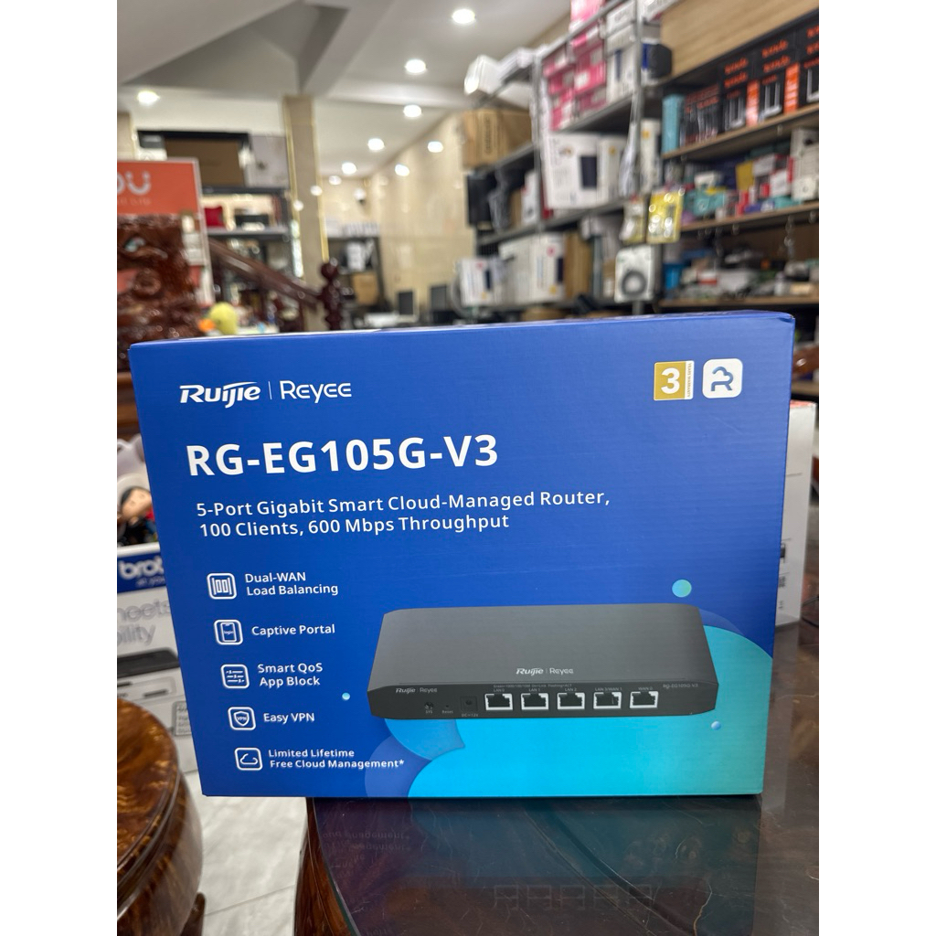 Router cân bằng tải Ruijie RG-EG105G V3 - Cân bằng tải 2 WAN - Chịu tải 100 user , Giám Sát Qua Clou