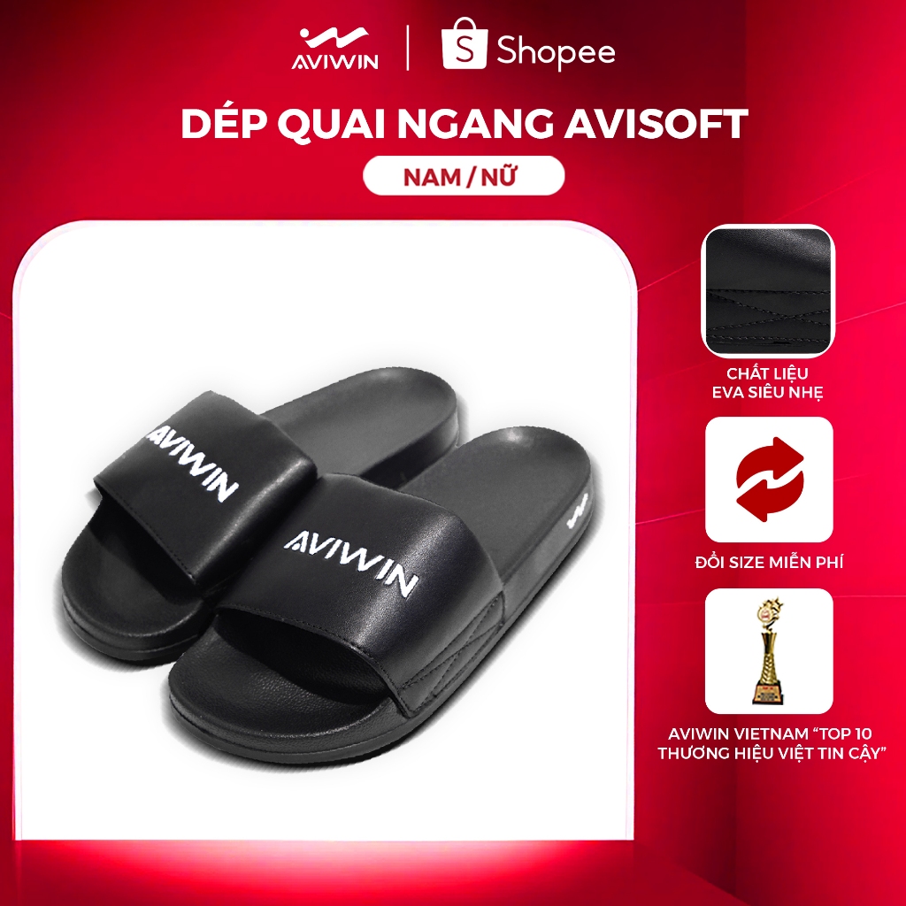 [D001] Dép Quai Ngang AVIWIN AviSoft D001 Màu Đen Chất EVA Chống Trơn Trượt Cực Êm Chân