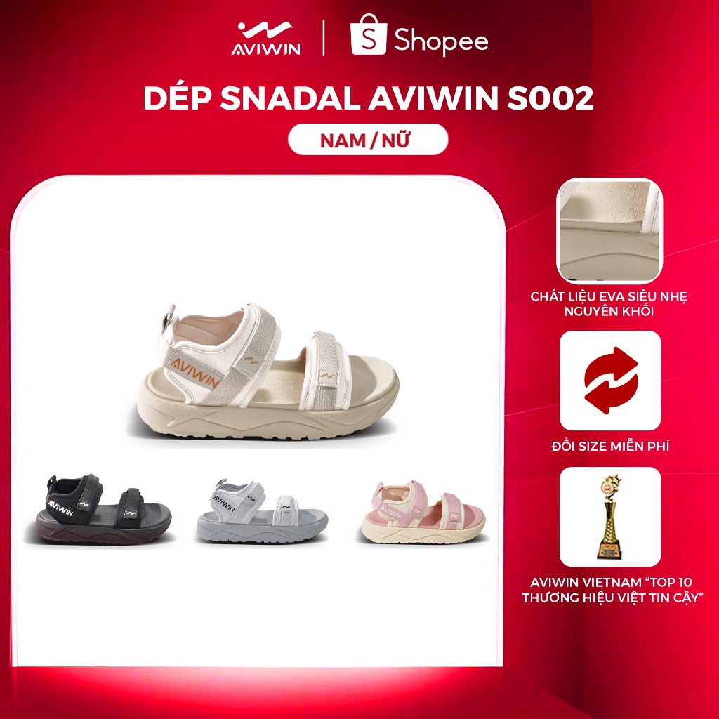 [S002] Dép Sandal Nữ AVIWIN VION S002, Dép Quai Dù Chất EVA Siêu Nhẹ, Chống Trơn Trượt Cao 3cm