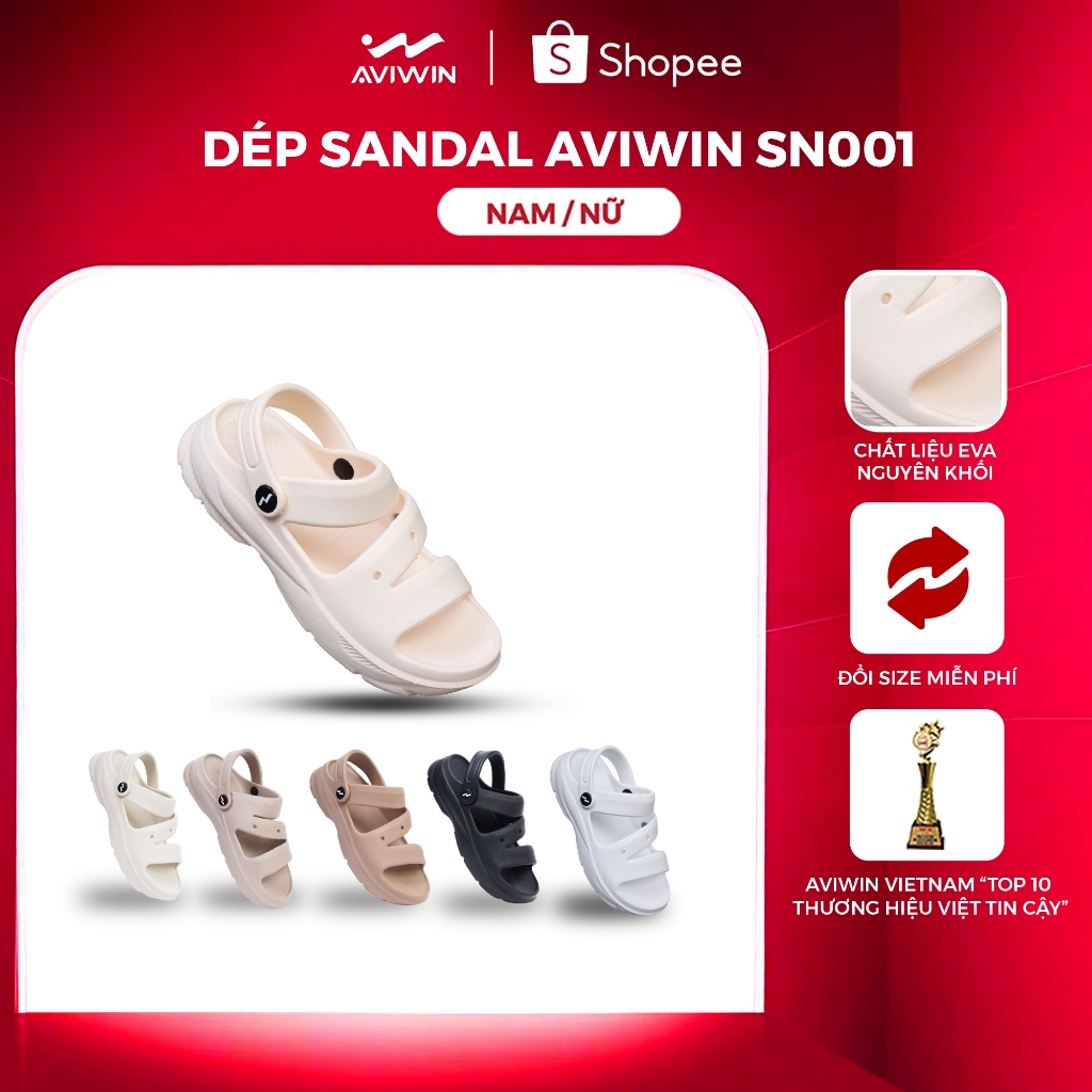 [SN001] [Tặng Kèm Charm] Dép Sandal Nữ AVIWIN SN001 Chất EVA Đúc Nguyên Khối Siêu Nhẹ, Chống Trượt