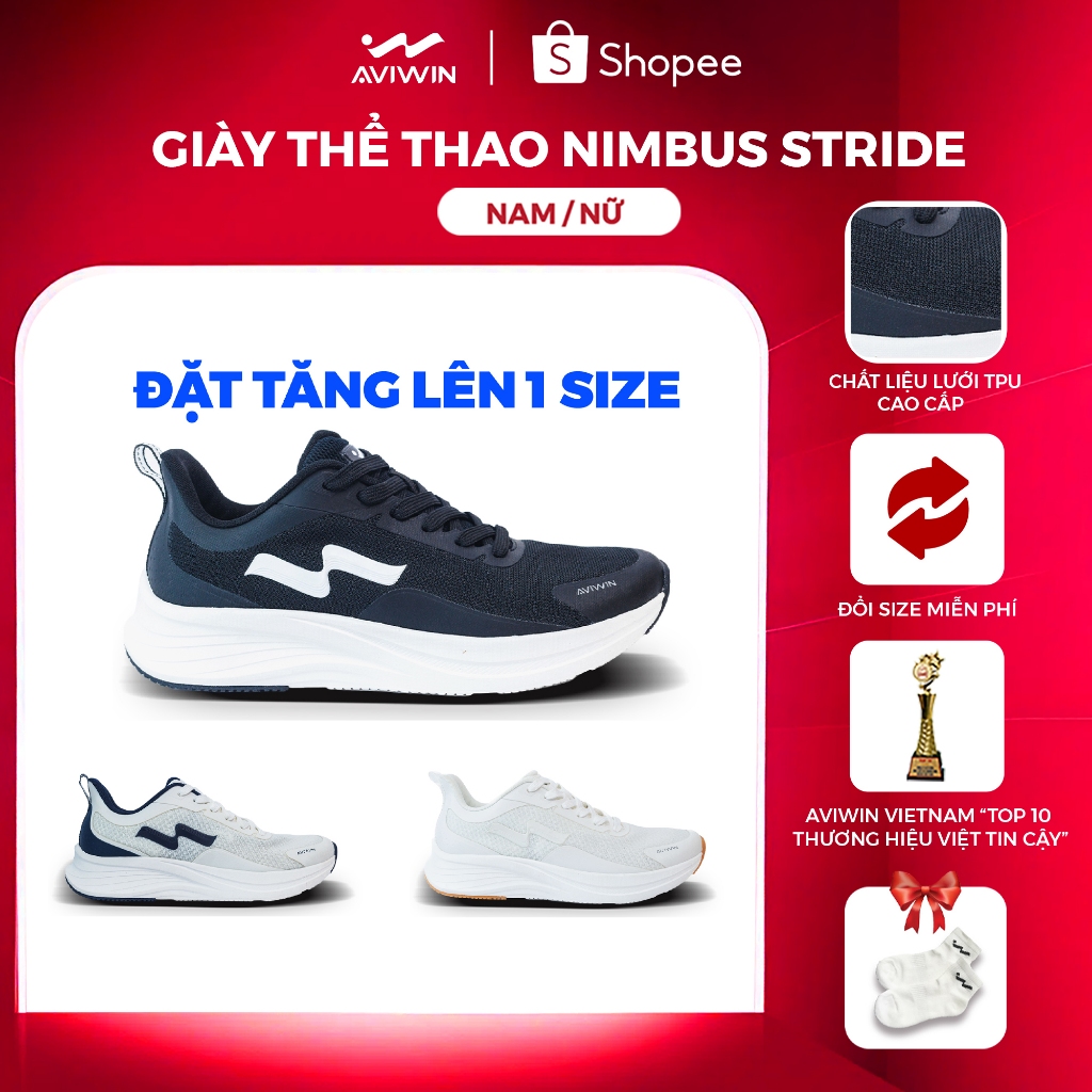 [NB01] [TĂNG 1 SIZE] [Tặng Kèm Tất] Giày Thể Thao Nam Nữ AVIWIN Nimbus Stride NB01 Chât EVA 2 Lớp