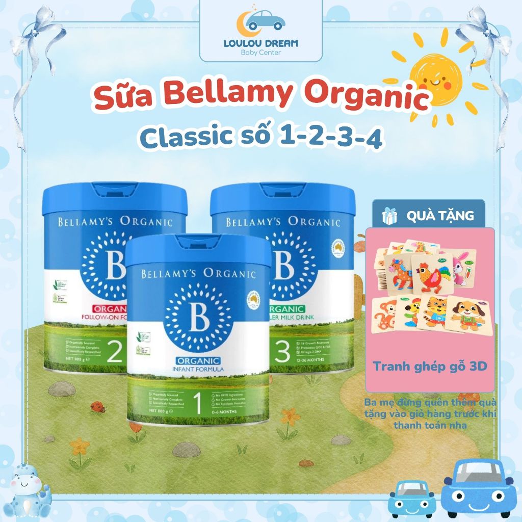 Sữa Bellamy's Organic 8HMO Classic số 1-2-3-4 hộp 800g