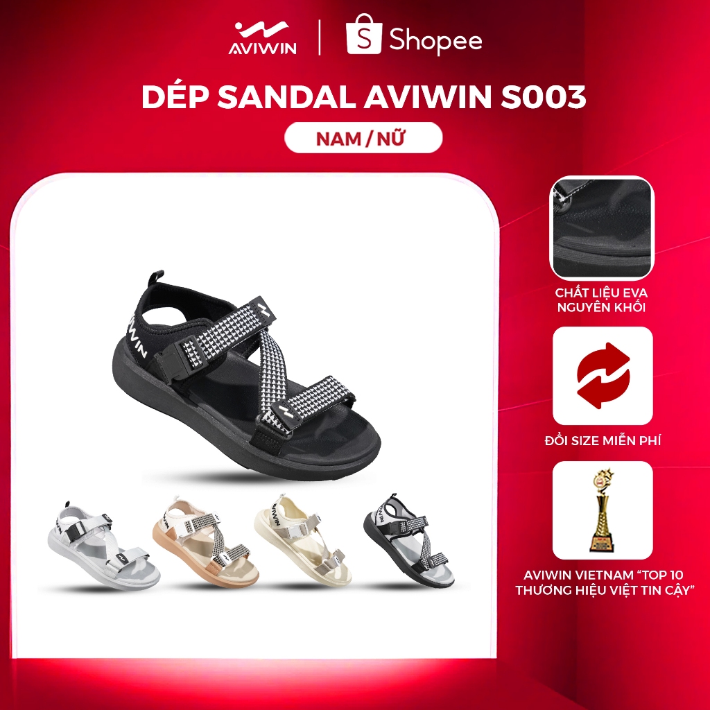 [S003] Dép Sandal Nữ AVIWIN S003, Xăng Đan Quai Dù Cao Cấp Zen Siêu Nhẹ, Chống Trơn Trượt Cao 3cm
