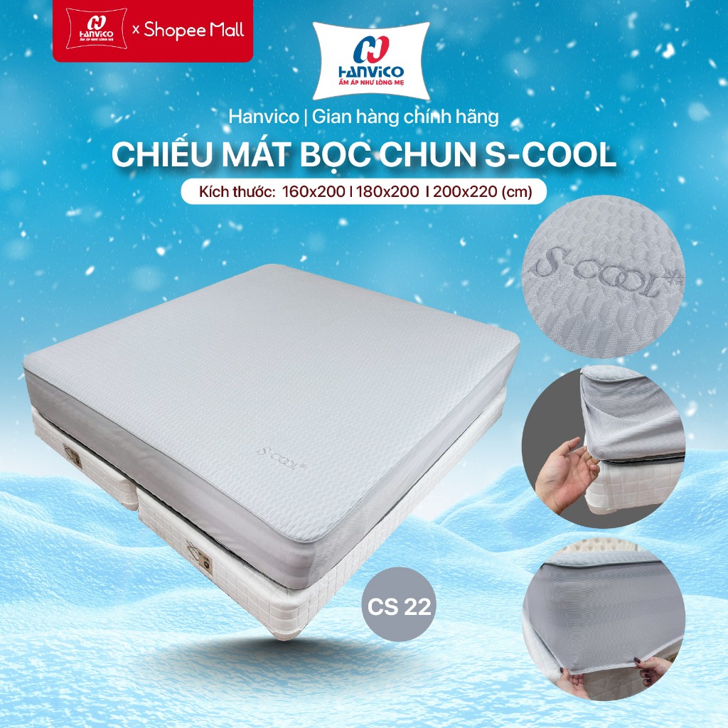 Hanvico - Chiếu mát ga bọc chun 5D S-Cool chính hãng, mát lạnh, êm mịn