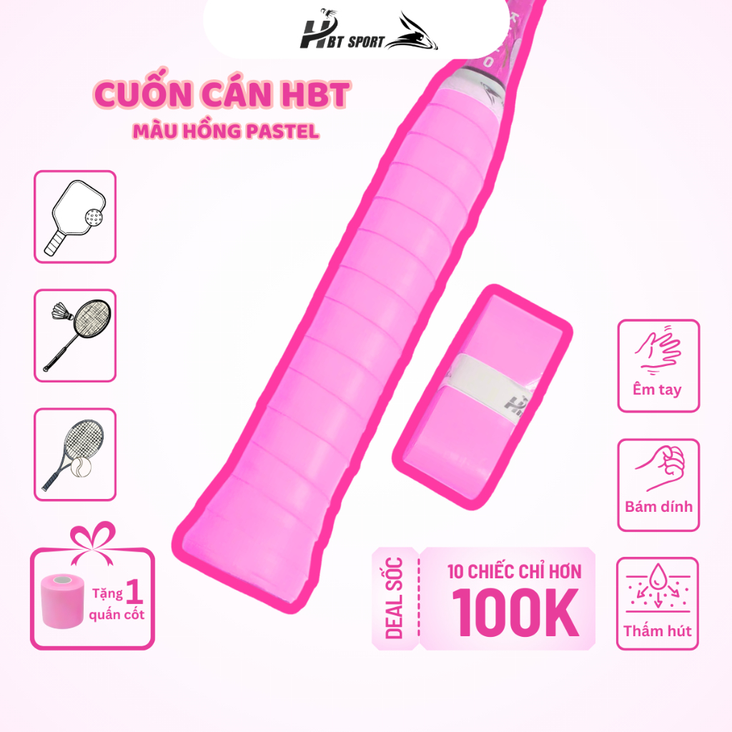 Combo 5 Quấn Cán HBT Màu Ngẫu Nhiên, Cuốn Cán Cầu Lông Thấm Hút Mồ Hôi
