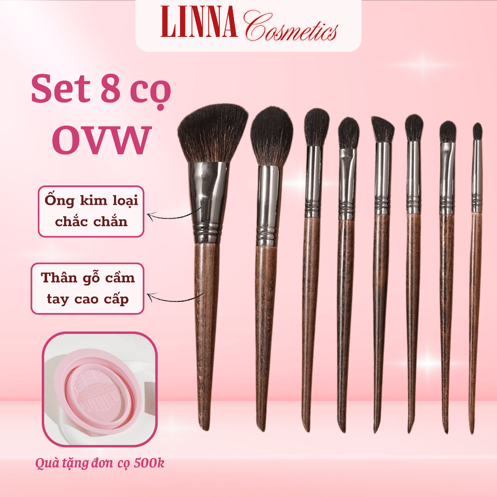 Bộ Cọ Trang Điểm OVW 8 Cây Lông Thú Mềm Mại Cao Cấp, Tán Phấn Tốt, Thiết Kế Sang Trọng Chuyên Nghiệp