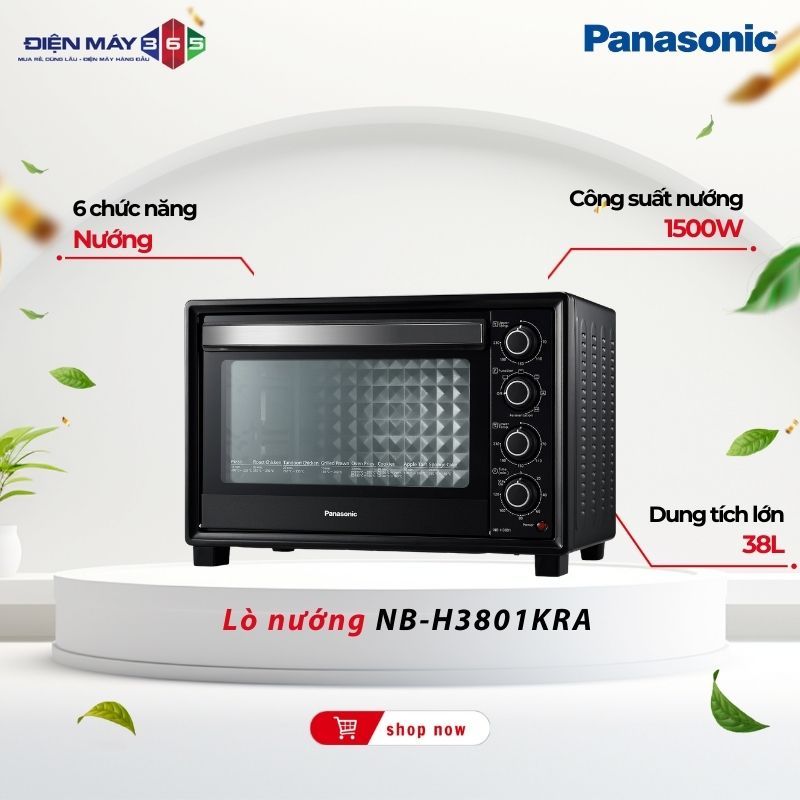 Lò Nướng Panasonic NB-H3801KRA 38L Nướng Xiên Quay Chính Hãng
