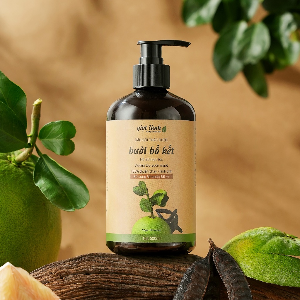 Dầu gội thảo dược Bưởi Bồ kết thuần chay Giọt Lành 500ml
