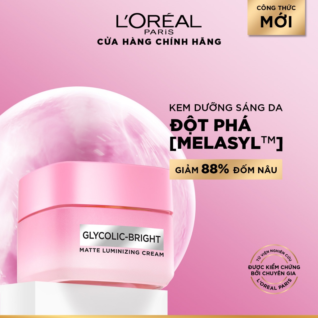 [MỚI] Kem Dưỡng Sáng Da Đột Phá [MelasylTM] Làm Mờ Thâm Nám Glycolic-Bright Matte Luminizing Cream L’Oréal Paris 50ml | BigBuy360 - bigbuy360.vn