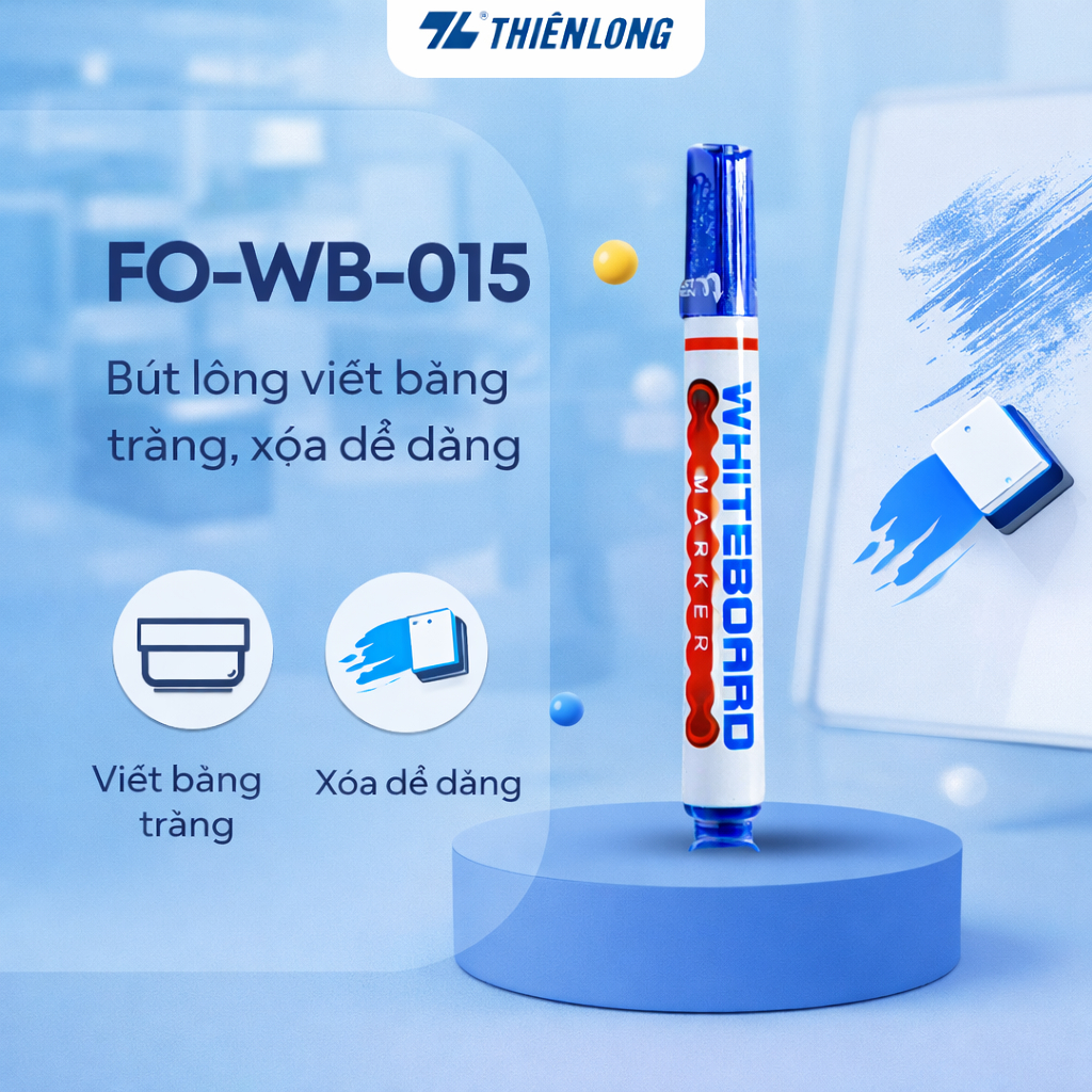 Combo 5 Bút lông bảng Thiên Long FO-WB-015, viết bảng trắng, xóa dễ dàng