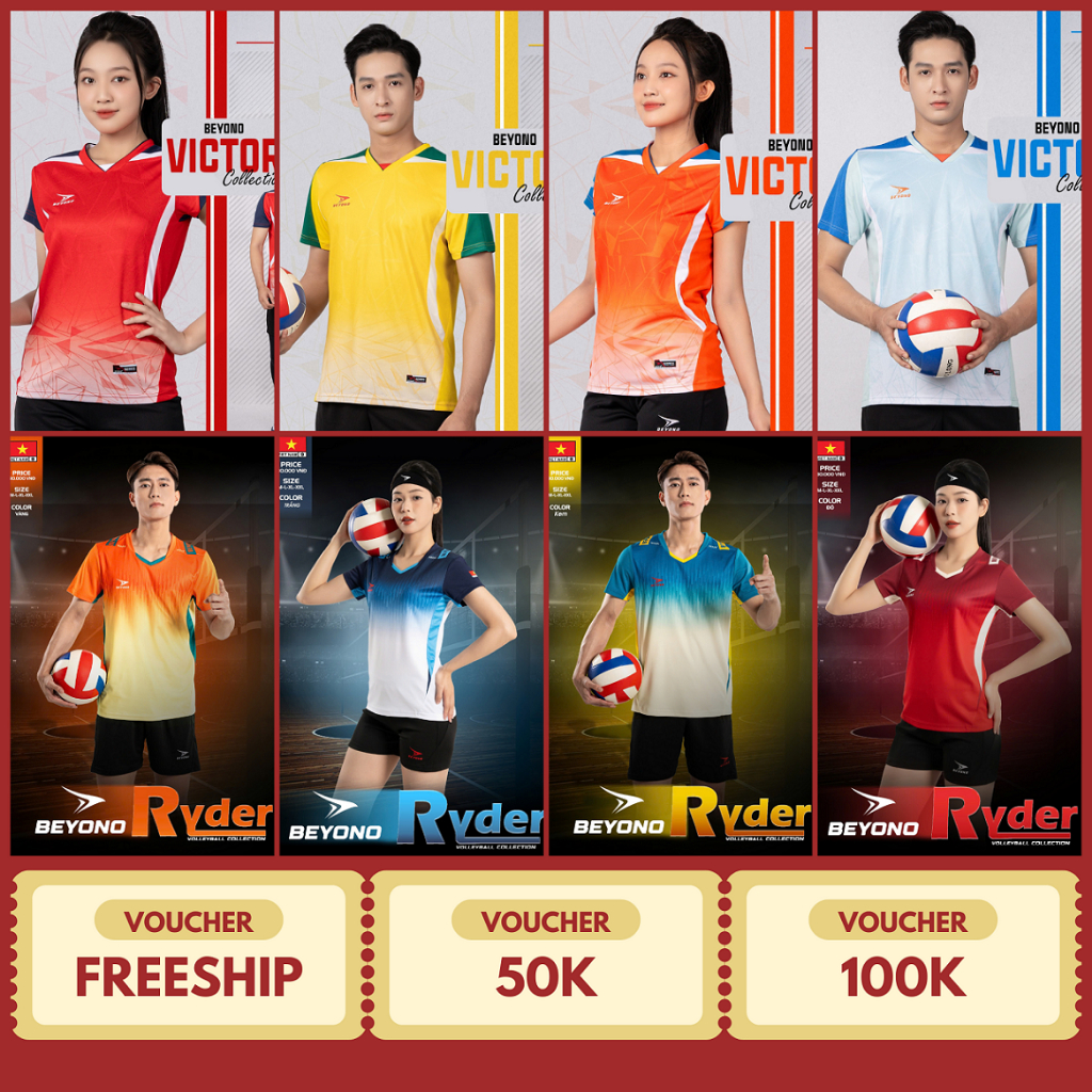 Đồng Phục Thể Thao Beyono Ryder, Victor - Đồ Bóng Chuyền, Cầu Lông, Bóng Bàn Đa Năng Thoáng Mát