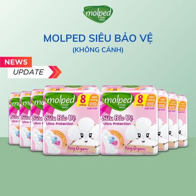 [Chọn QUÀ trong giỏ] Combo 8 gói băng vệ sinh Molped thiên nhiên siêu bảo vệ siêu mỏng KHÔNG CÁNH 8x8x6 (GÓI 8 MIẾNG)