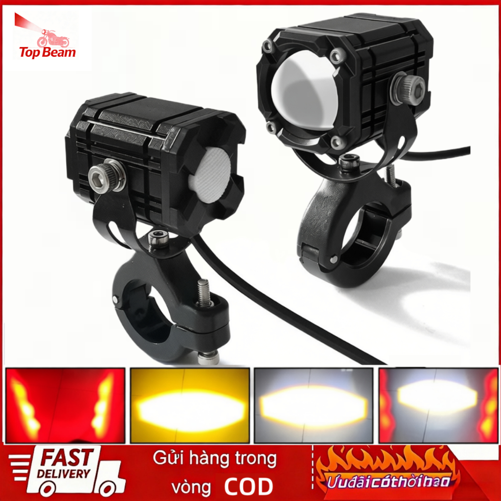 Đèn Trợ Sáng LED hình cầu siêu sáng 4 chế độ, tích hợp chức năng đèn pha tự động đèn pha xenon kiểu mini