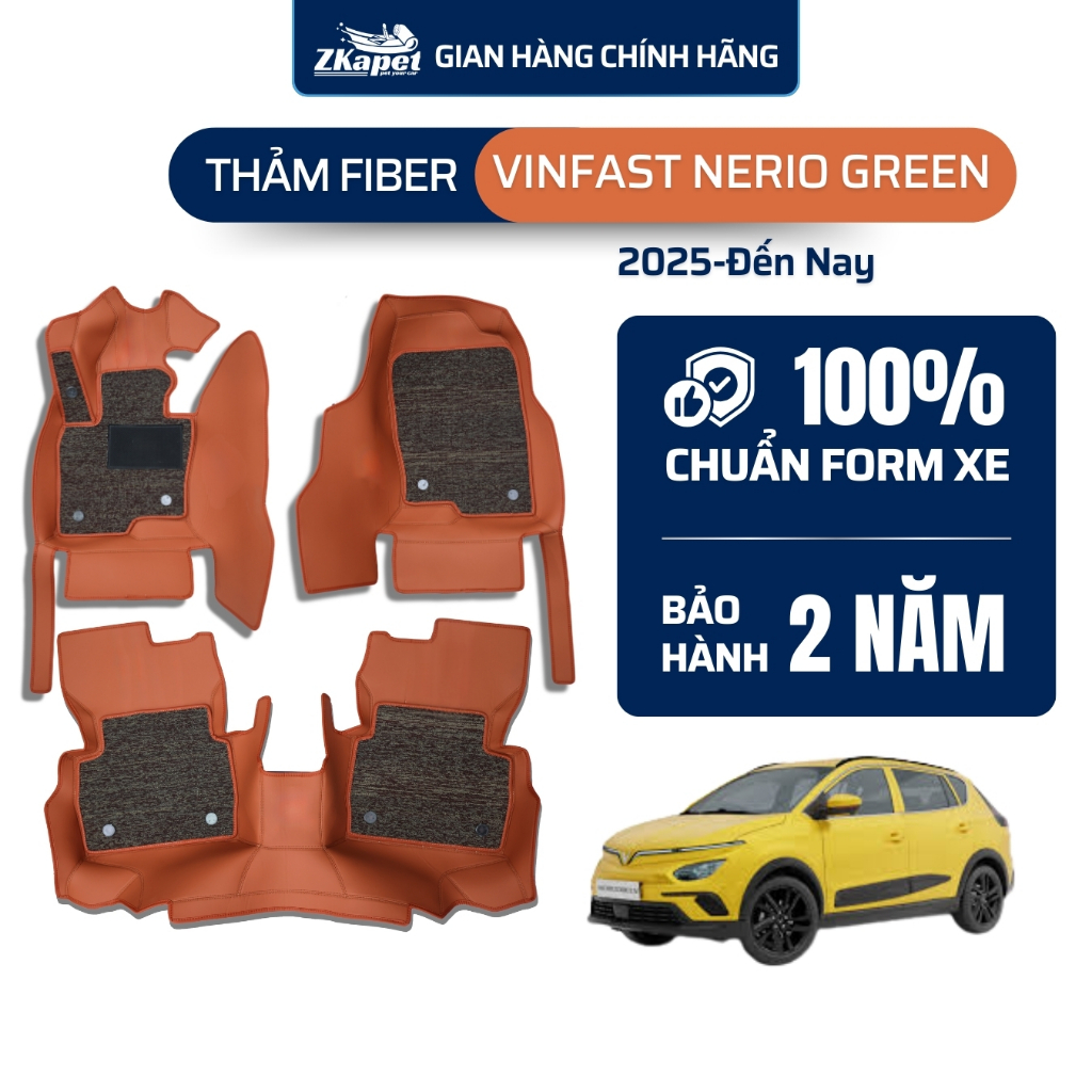 Thảm Lót Sàn Ô Tô Da Fiber Xe Vinfast Nerio Green năm 2025-Đến Nay 5 chỗ ZKAPET