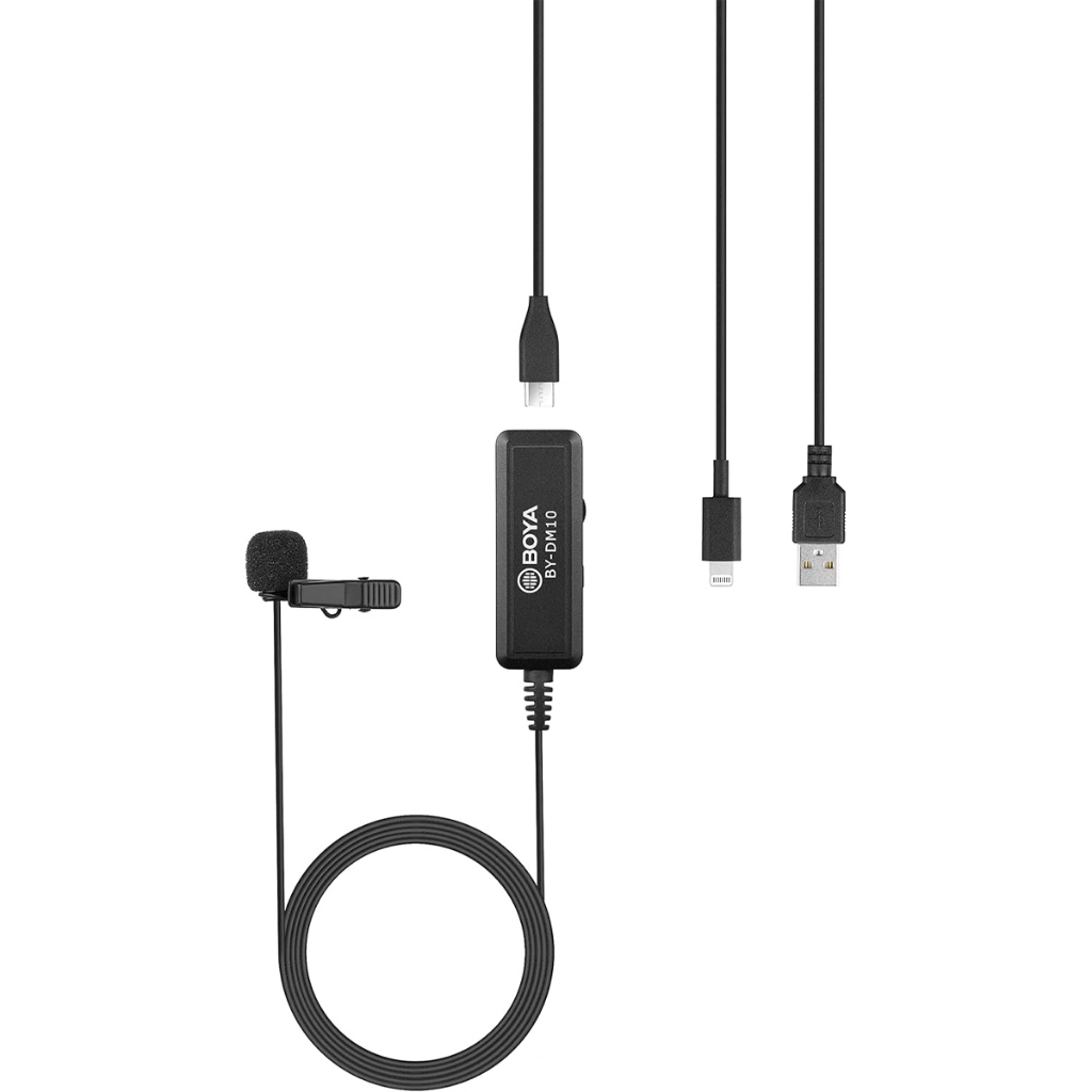 Microphone thu âm Boya BY-MD10 dành cho điện thoại và laptop | Jack lightning và USB - BY-DM10, Lightning