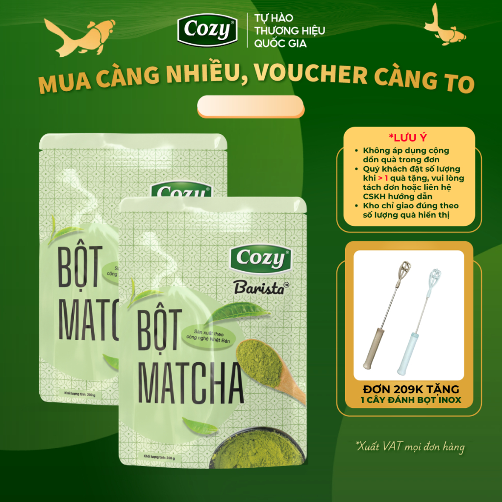 Bột Matcha Cozy Barista, Bột Trà Xanh Pha Matcha Latte, Matcha Coldwisk