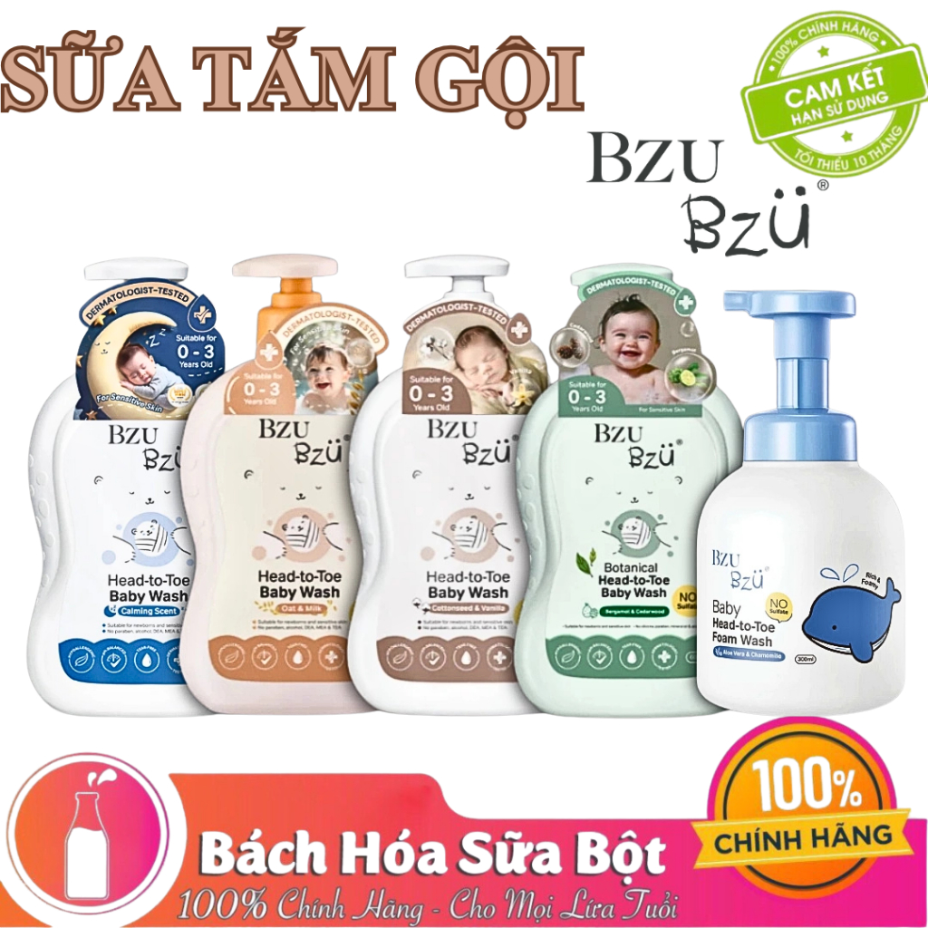 Sữa Tắm Gội Toàn Thân BZU BZU Head-to-Toe Baby Wash 600ml