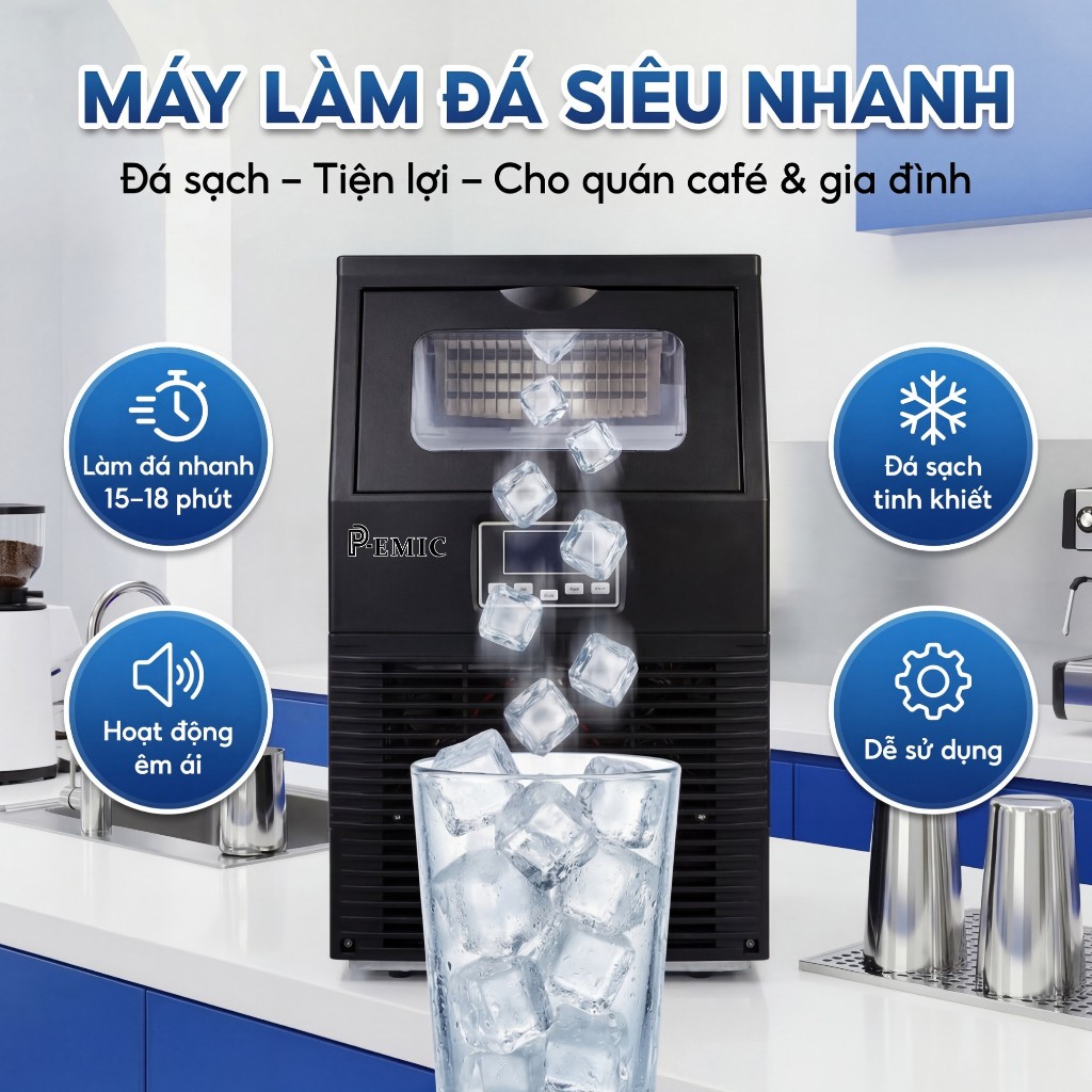 Máy Làm Đá P-EMIC PK-30: Giải pháp làm mát tối ưu, đáp ứng mọi nhu cầu