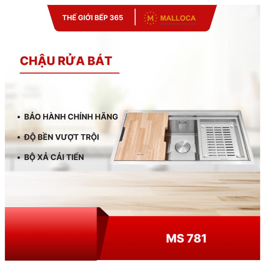 Chậu rửa chén Malloca MS 781 bảo hành 3 năm - Hoàn Thiện Cao Cấp, Độ Bền Vượt Trội