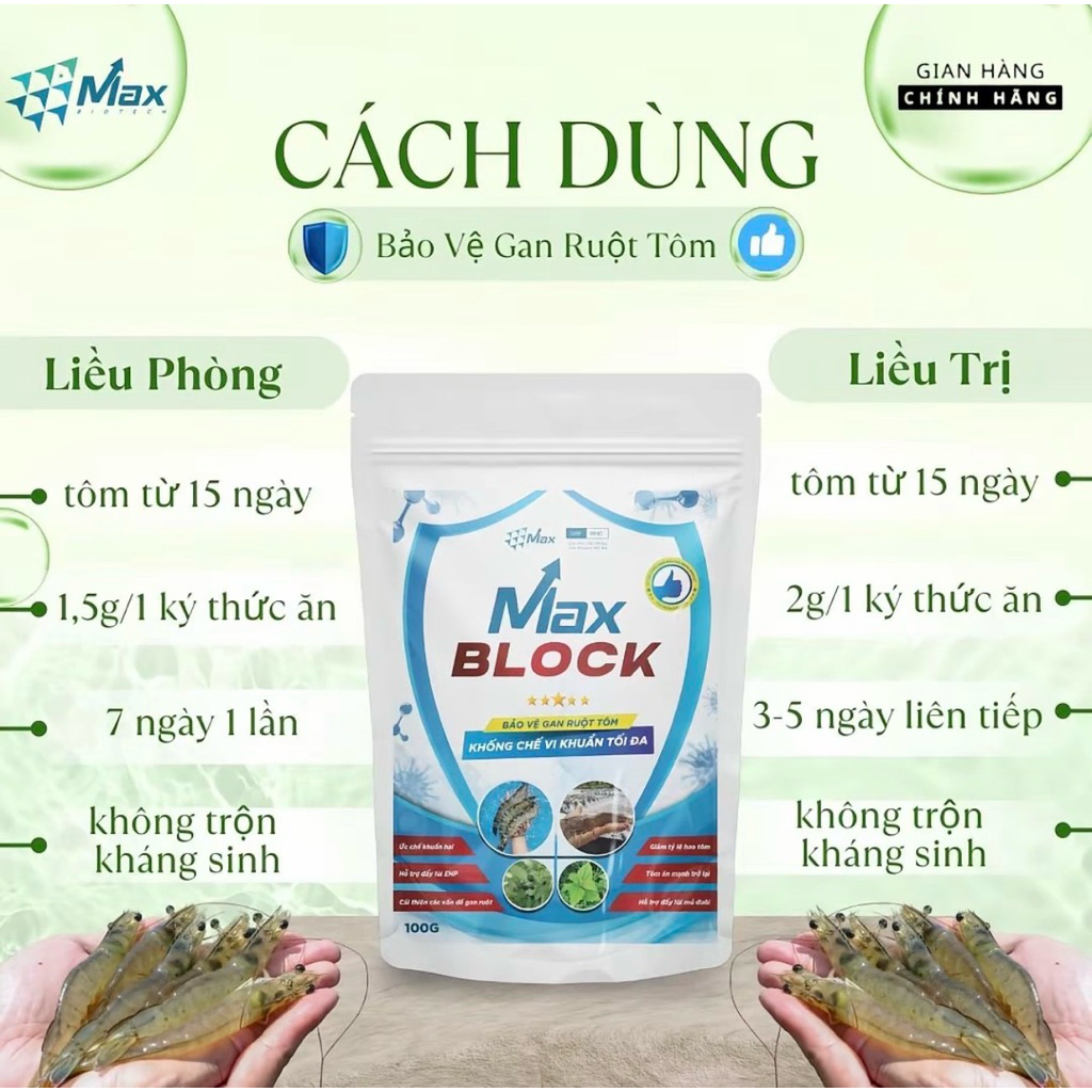 MAX BLOCK phòng tôm chậm lớn, bảo vệ gan đường ruột, đẩy lùi EHP