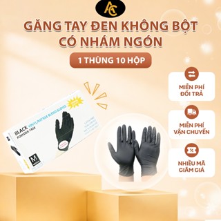 Găng Tay Y Tế Đen Thùng 10 Hộp, Găng Tay Y Tế Đen Không Bột Dùng Trong Spa Phun Xăm