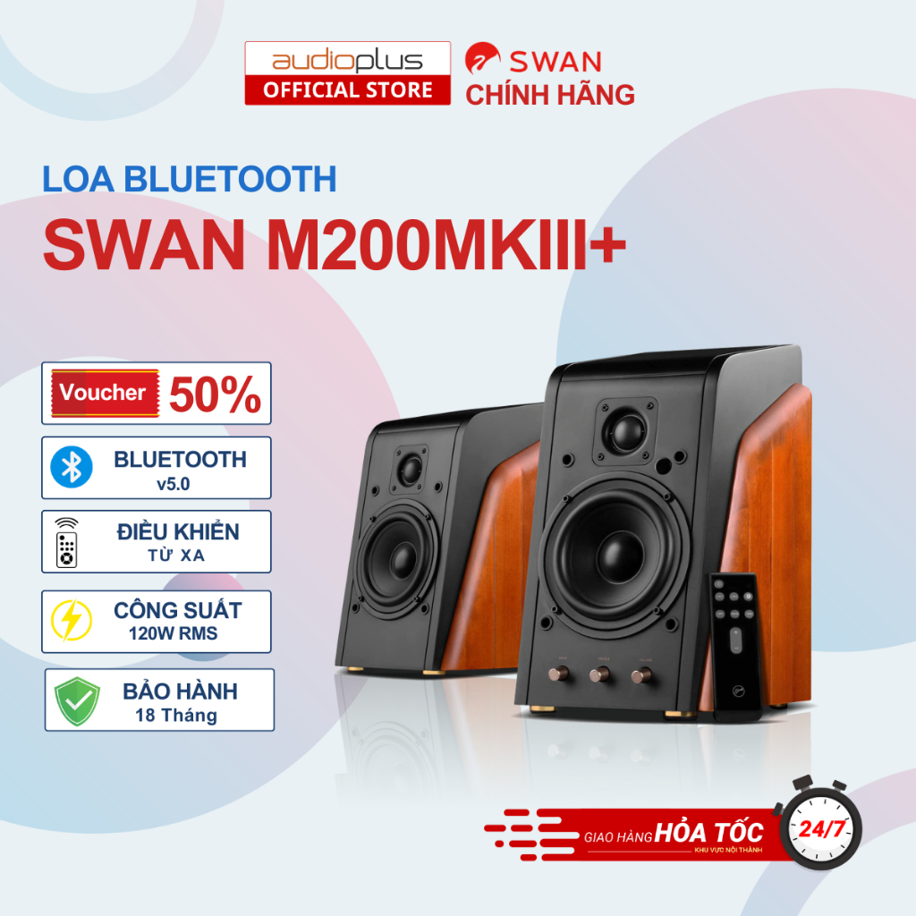 Loa SWAN M200MKIII+ - Bluetooth 5.0 - aptX HD - Woofer 5.25 inch - Tweeter dom - BH18T